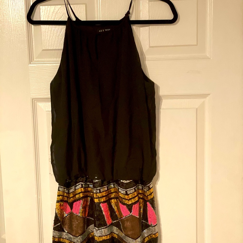 Black Sequined Cocktail Dress